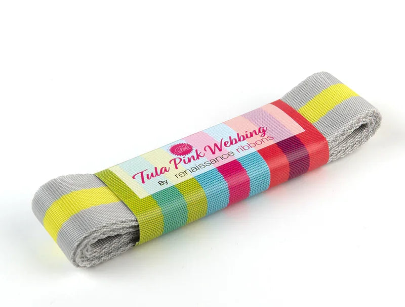 Tula Pink Web 1.5x2yd Grey/Yell - Happy Little Quilt Shop