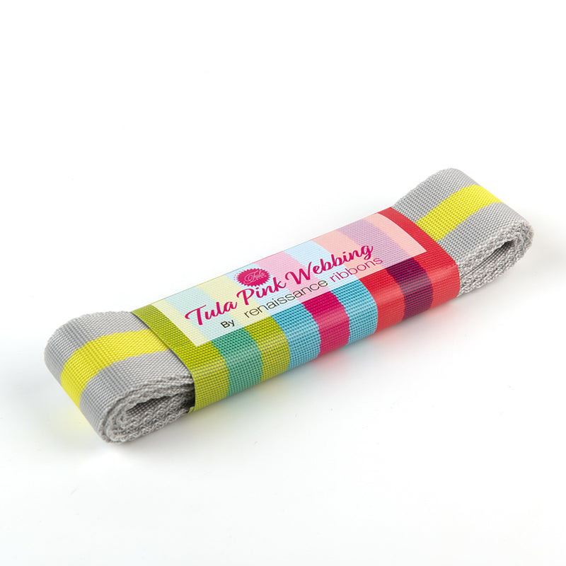 Tula Pink Web 1.5x2yd Grey/Yell - Happy Little Quilt Shop