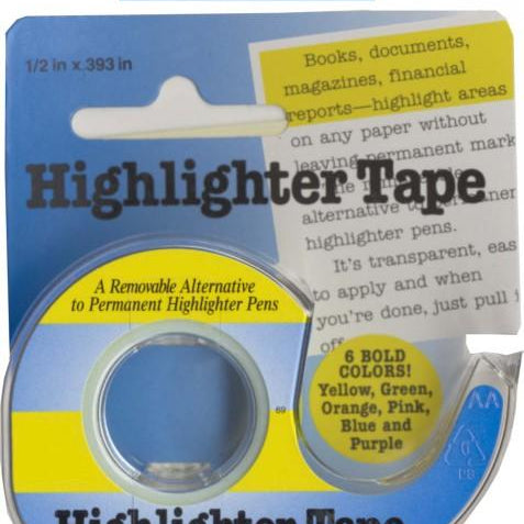 Removable Highlighter Tape 1/2in x 11yds Blue - Happy Little Quilt Shop