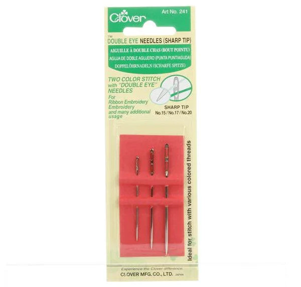 Clover Double Eye (Sharp Tip) Needles 3ct - Happy Little Quilt Shop
