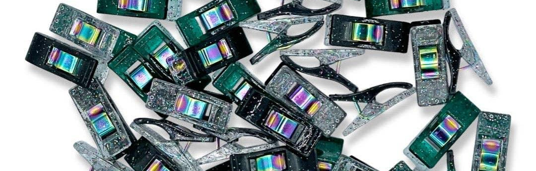Emerald & Black Mixed Glitter Clips | Pack of 50 - Happy Little Quilt Shop