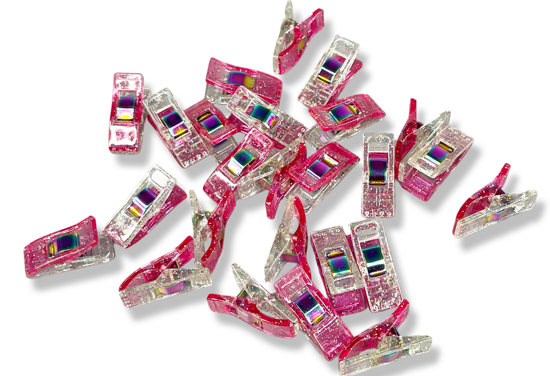 Pink Glitter Clips | Pack of 25 - Happy Little Quilt Shop