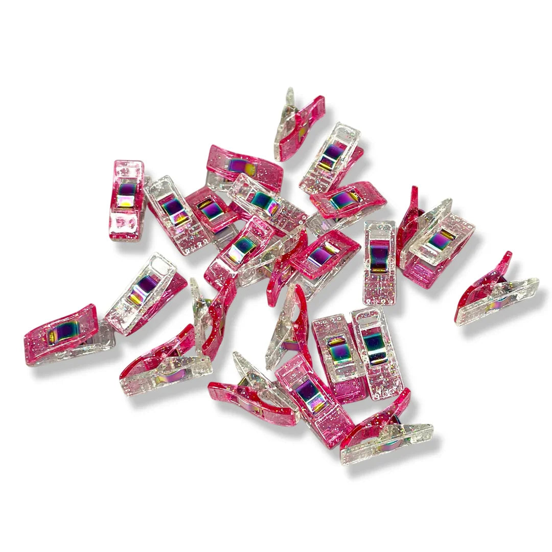 Pink Glitter Clips | Pack of 25 - Happy Little Quilt Shop