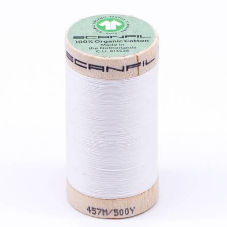Scanfil Organic Cotton Thread 50wt Solid 500yd Bright White - Happy Little Quilt Shop