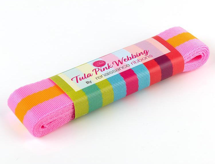 Tula Pink Web 1.5x2yd Pink/Orng TK9038 02 2YD Renaissance webbing - Happy Little Quilt Shop