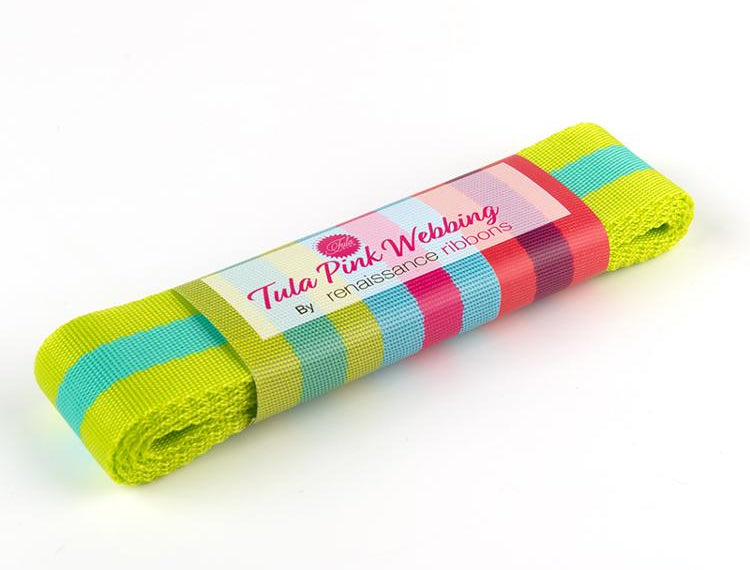 Tula Pink Web 1.5x2yd Lime/Aqua TK9038 04 2YD Renaissance webbing - Happy Little Quilt Shop