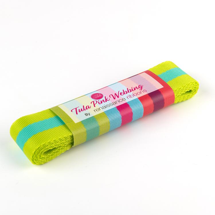 Tula Pink Web 1.5x2yd Lime/Aqua TK9038 04 2YD Renaissance webbing - Happy Little Quilt Shop