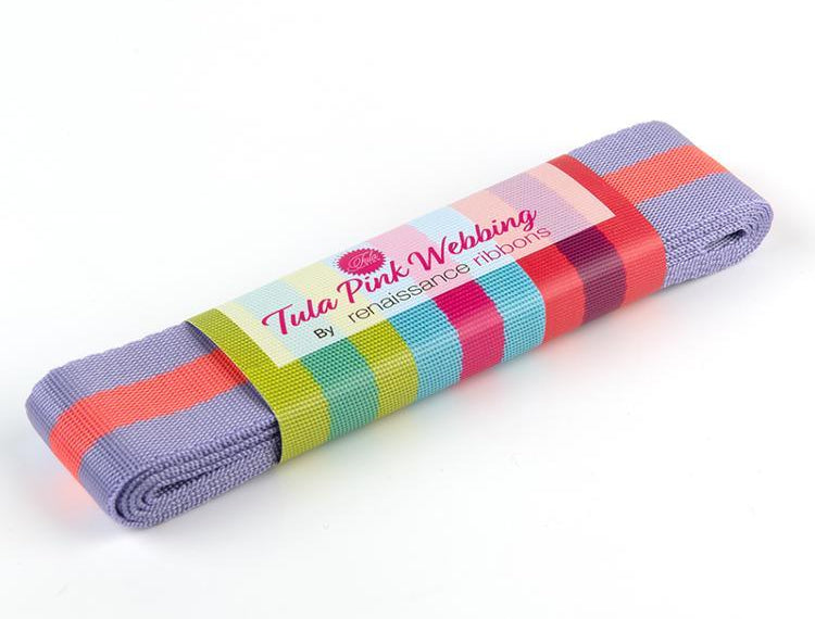 Tula Pink Web 1.5x2yd Lav/N Pch TK9038 06 2YD Renaissance webbing - Happy Little Quilt Shop