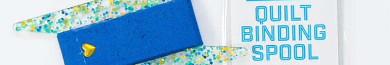 Binding Spool Blue Teal & Gold Glitter - Happy Little Quilt Shop