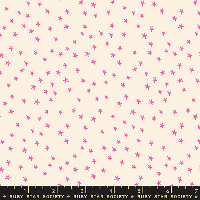 Starry Mini Starry Neon Pink RS4110 22 Ruby Star Society fabric - Happy Little Quilt Shop