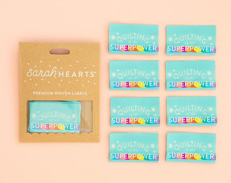 Sew in Labels Qlt Is Superpower LP139 Sarah Hearts - Happy Little Quilt Shop