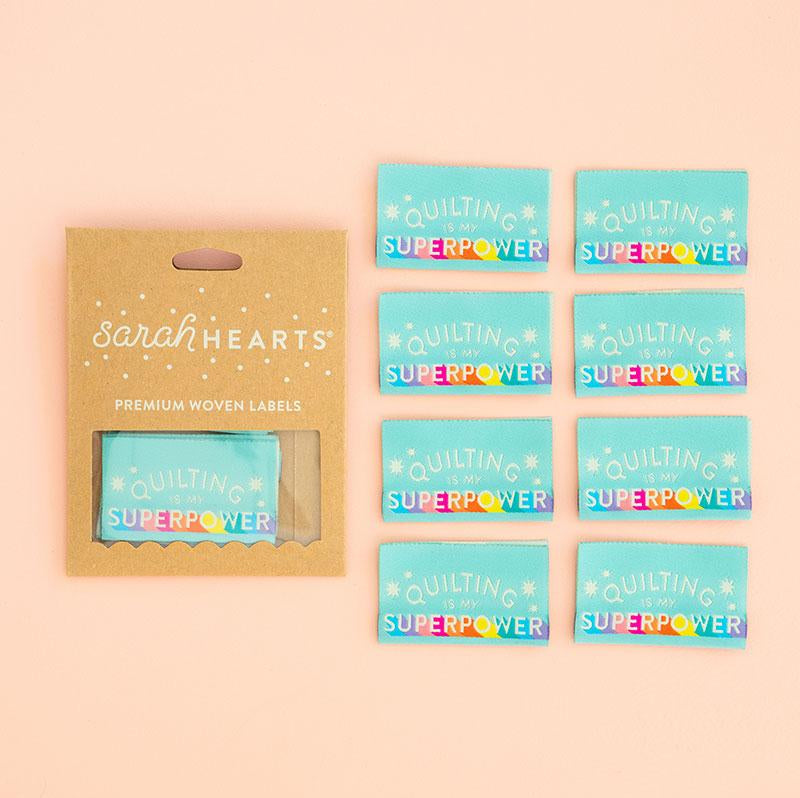 Sew in Labels Qlt Is Superpower LP139 Sarah Hearts - Happy Little Quilt Shop