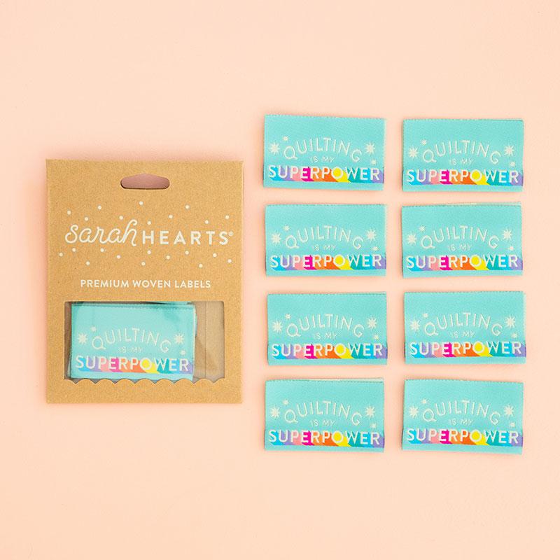 Sew in Labels Qlt Is Superpower LP139 Sarah Hearts - Happy Little Quilt Shop