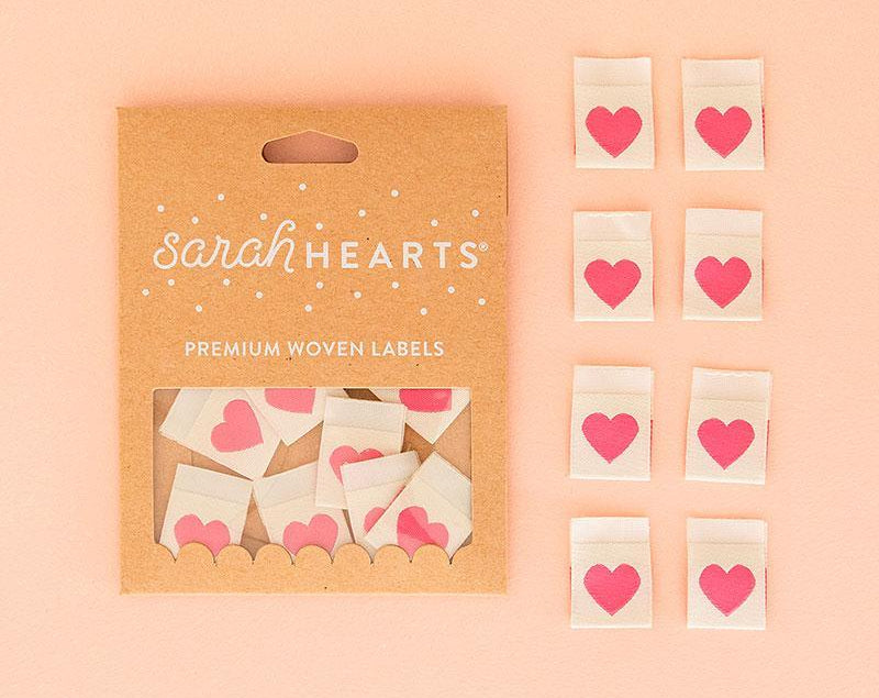 Sew in Labels Pink Heart LP150 Sarah Hearts - Happy Little Quilt Shop