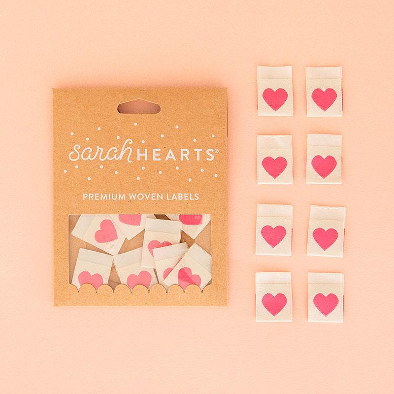 Sew in Labels Pink Heart LP150 Sarah Hearts - Happy Little Quilt Shop
