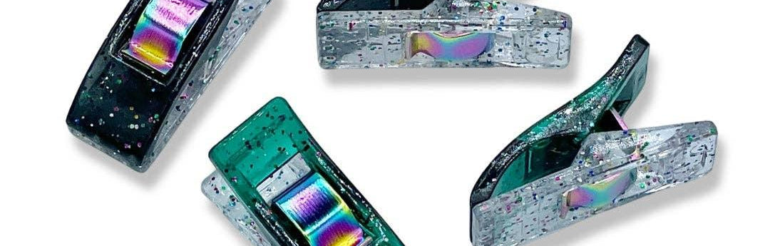 Emerald & Black Mixed Glitter Clips | Pack of 50 - Happy Little Quilt Shop