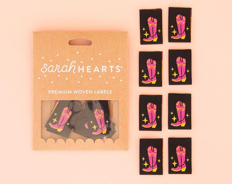 Sew in Labels Cowboy Boot LP196 Sarah Hearts - Happy Little Quilt Shop