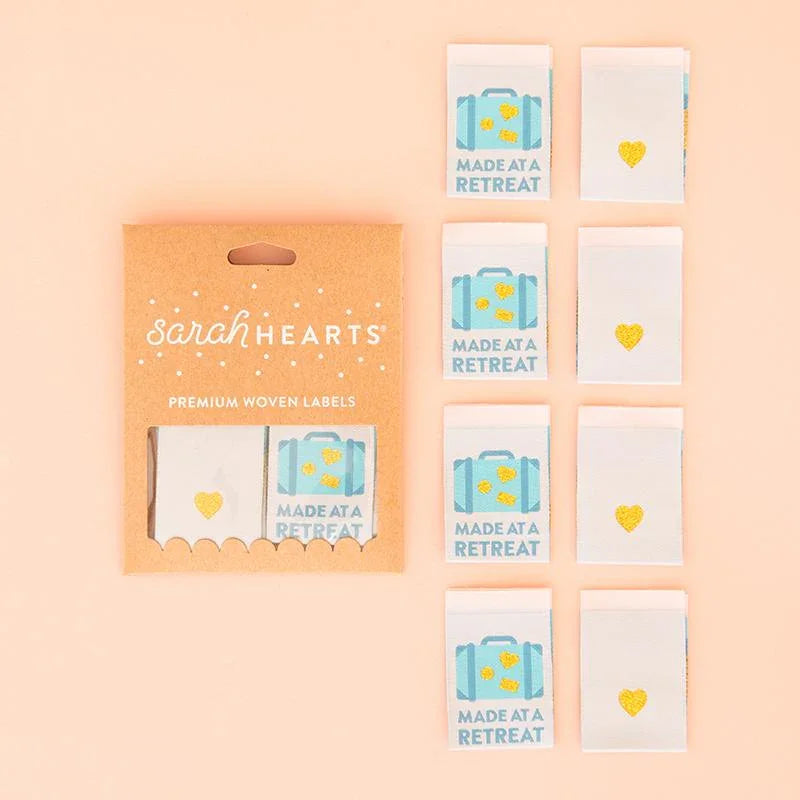 Sew in Labels Made At Retreat LC190 Sarah Hearts - Happy Little Quilt Shop