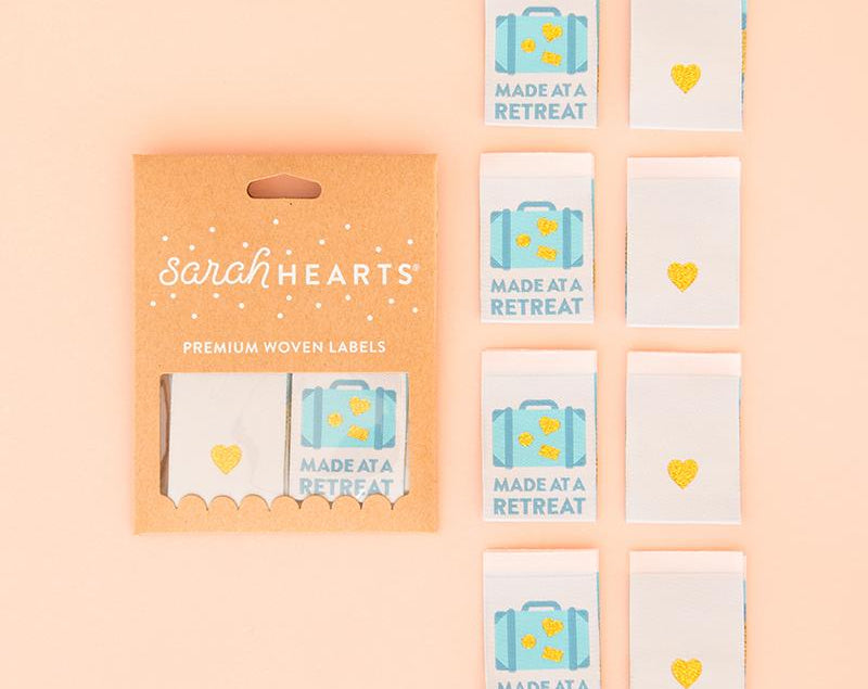 Sew in Labels Made At Retreat Sarah Hearts - Happy Little Quilt Shop