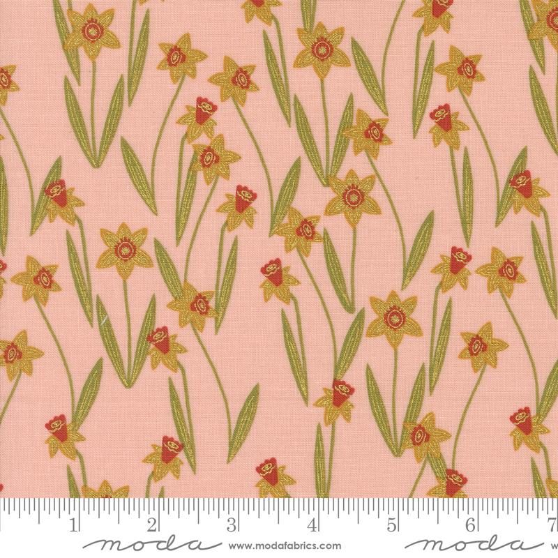 Bee Garden Metallic Rose 48413 17M Moda fabric - Happy Little Quilt Shop