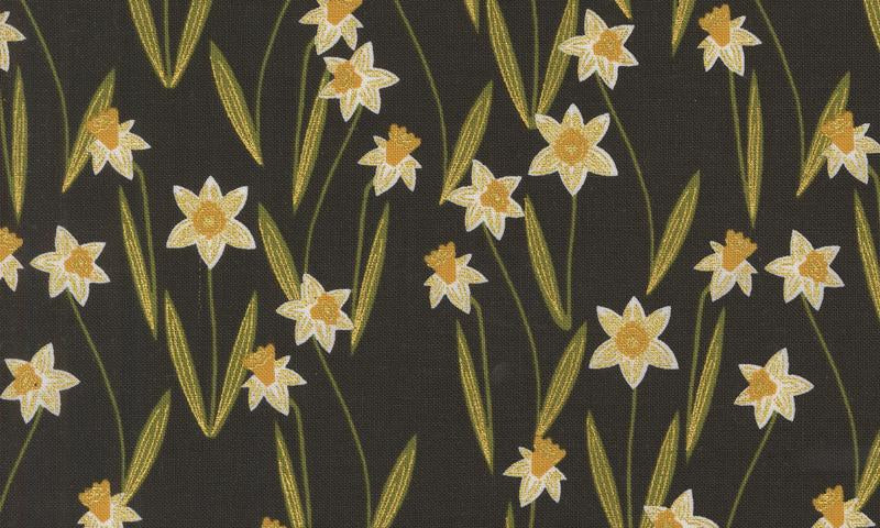 Bee Garden Metallic Black 48413 21M Moda fabric - Happy Little Quilt Shop