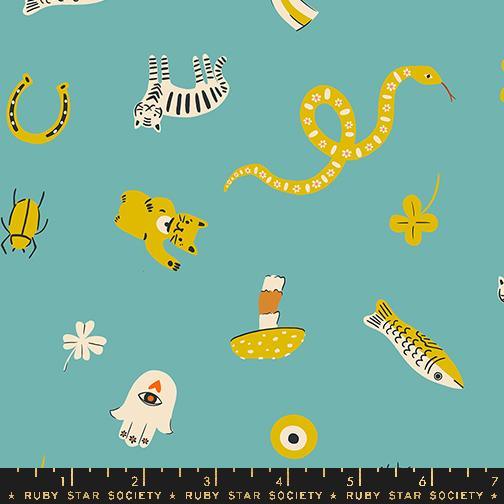 Ooh Lucky Lucky Turquoise RS4113 14 Ruby Star Society fabric - Happy Little Quilt Shop