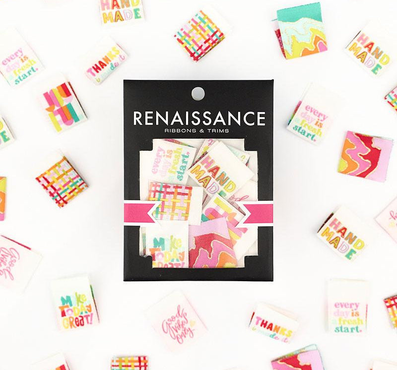 Good Vibes Woven Label Pack by Renaissance Ribbons - Happy Little Quilt Shop