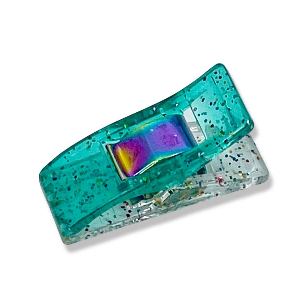 Teal Glitter Clips | Pack of 25 - Happy Little Quilt Shop