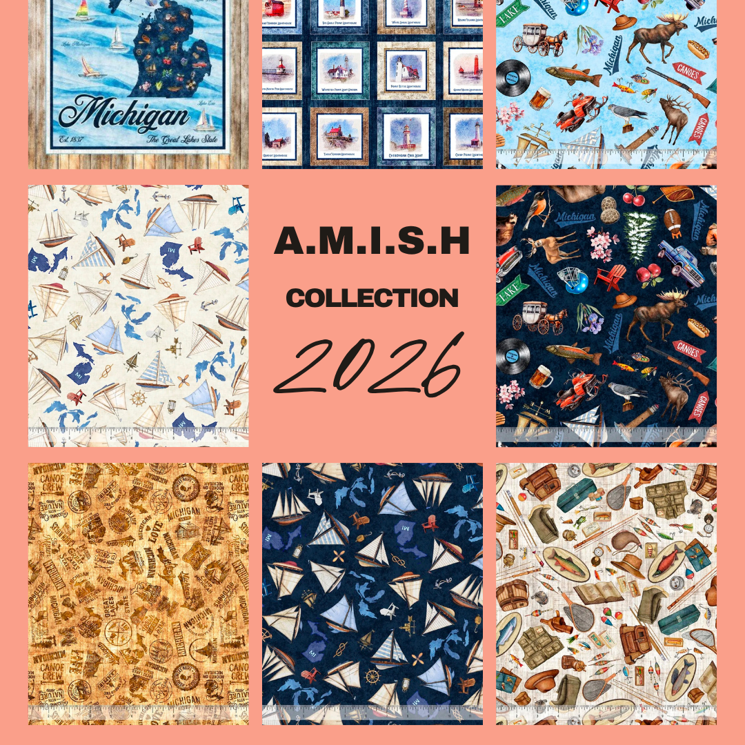 ALL MICHIGAN SHOP HOP 2026 1 YARD BUNDLE INCLUDES 1 OF EACH PANEL PLUS 14 FABRICS - Happy Little Quilt Shop