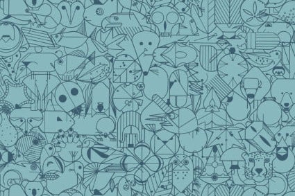 Charley Harper End Papers Blue Raspberry ( One Yard Remnant) - Happy Little Quilt Shop