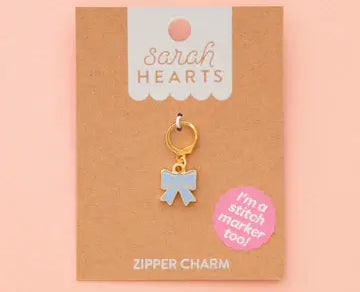 Blue Bow Stitch Marker - Bag Charm by Sarah Hearts - Happy Little Quilt Shop