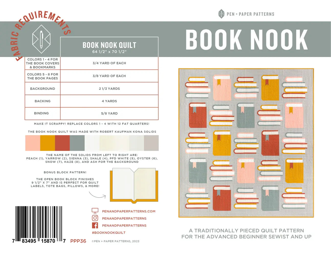Book Nook Quilt Pattern by Pen and Paper Patterns - Happy Little Quilt Shop