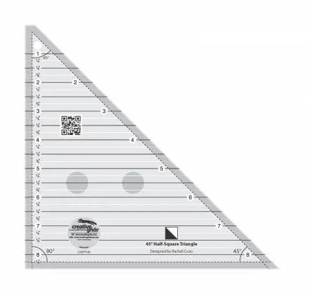 Creative Grids 45 Degree Half-Square Triangle 8-1/2in Quilt Ruler - Happy Little Quilt Shop