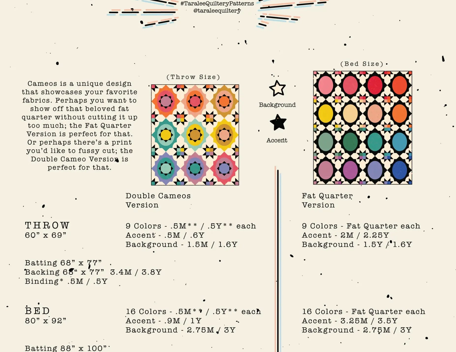Cameos Quilt Pattern TLQ 1020 by Taralee Quiltery - Happy Little Quilt Shop