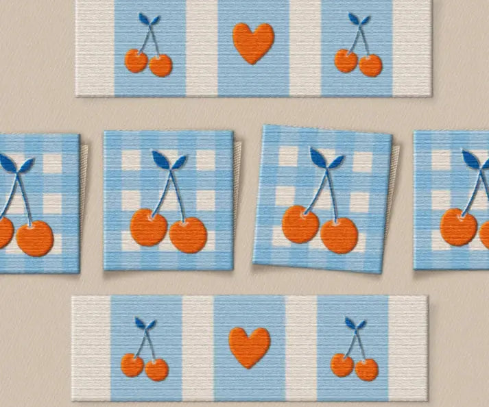 Cherries Square and Rectangle Garment Labels - Matchy Matchy - Happy Little Quilt Shop