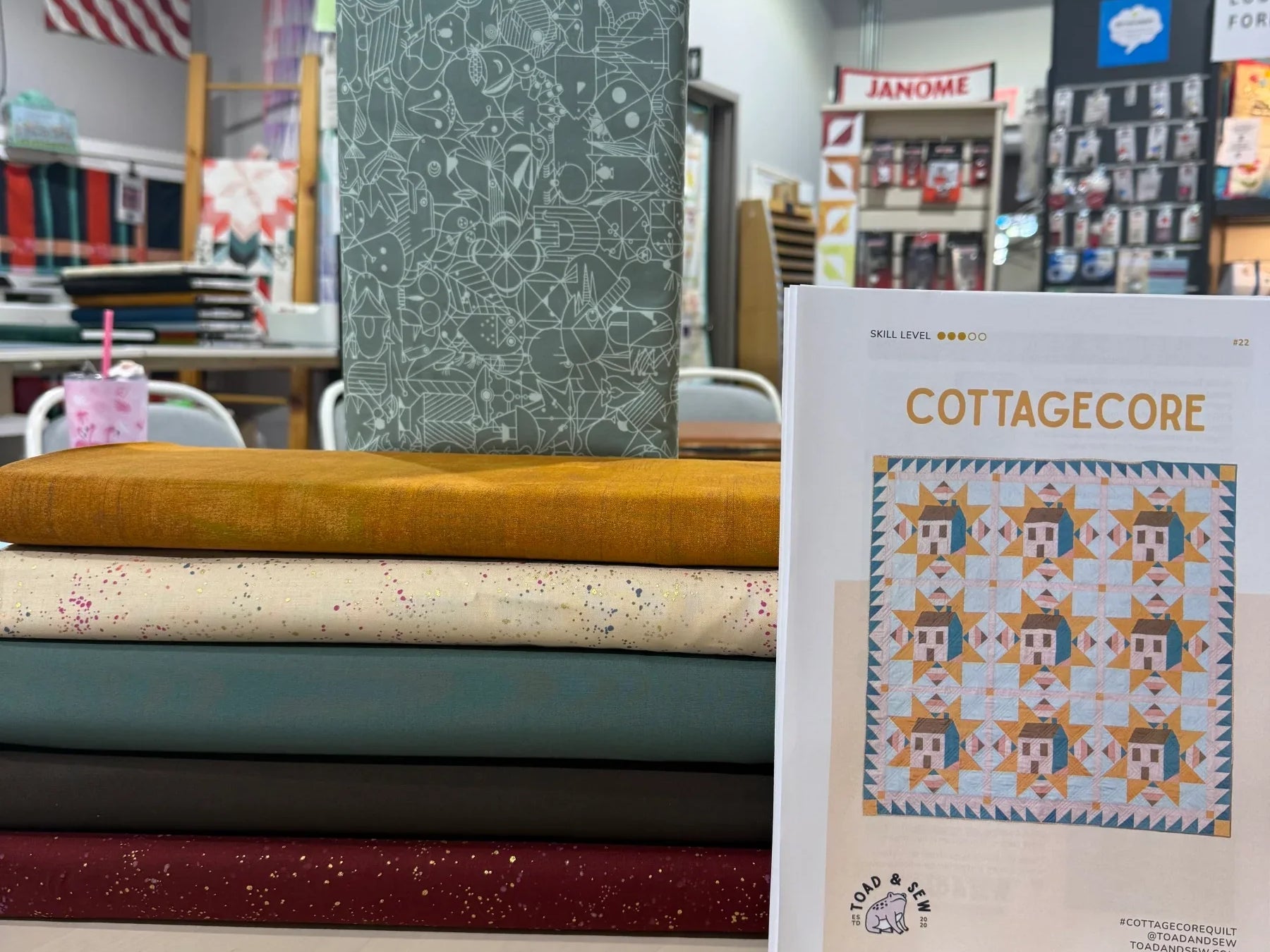 Cottagecore Toad and Sew Throw Size Kit - Happy Little Quilt Shop