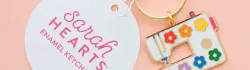 Daisy Sewing Machine Enamel Keychain - Happy Little Quilt Shop