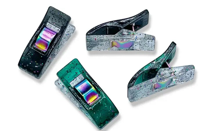 Emerald & Black Mixed Glitter Clips Pack of 50 - Happy Little Quilt Shop