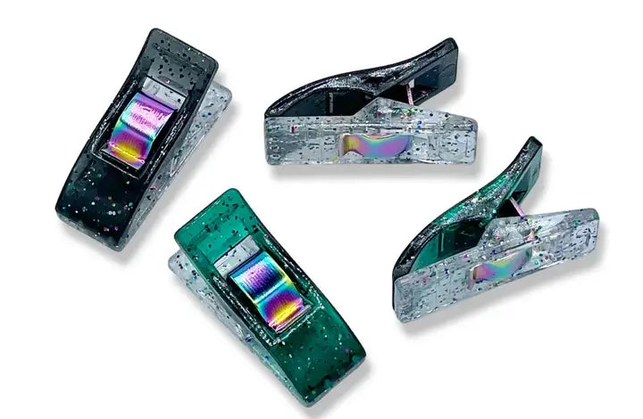 Emerald & Black Mixed Glitter Clips Pack of 50 - Happy Little Quilt Shop