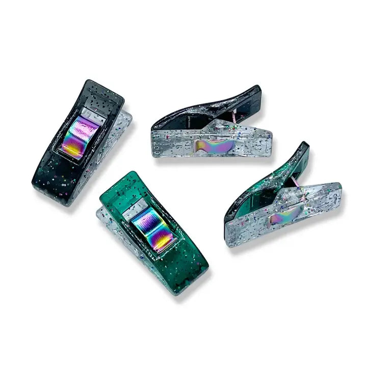 Emerald & Black Mixed Glitter Clips Pack of 50 - Happy Little Quilt Shop