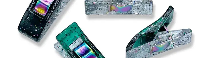 Emerald & Black Mixed Glitter Clips Pack of 50 - Happy Little Quilt Shop