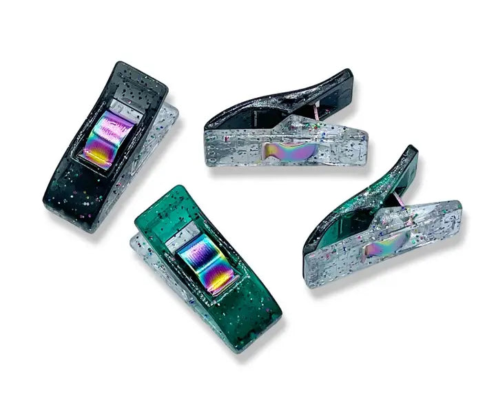 Emerald & Black Mixed Glitter Clips Pack of 50 - Happy Little Quilt Shop
