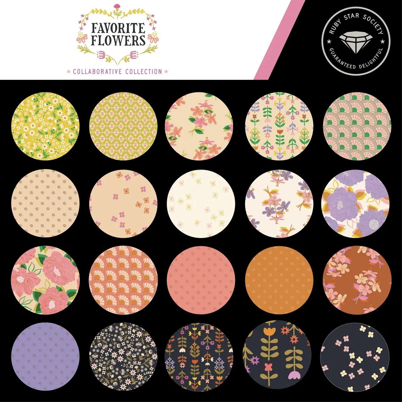 Favorite Flowers Fat Quarter Bundle Ruby Star Society - Happy Little Quilt Shop
