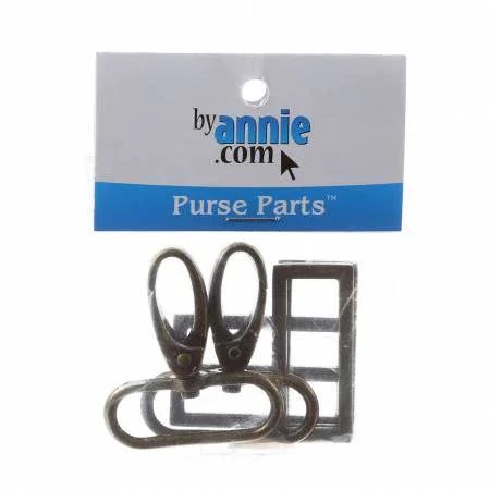 Hardware Set Antique Brass 1-1/2in - Happy Little Quilt Shop