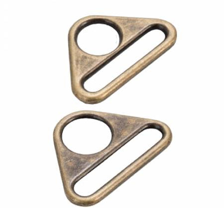Triangle Ring Flat 1-1/2in Antique Brass Set of Two - Happy Little Quilt Shop