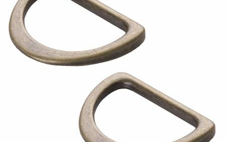 D Ring Flat 1in Antique Brass Set of Two - Happy Little Quilt Shop