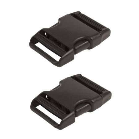 Side-Release Buckle 1in Black Plastic 2pk - Happy Little Quilt Shop