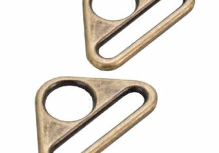 Triangle Ring Flat 1in Antique Brass Set of Two - Happy Little Quilt Shop