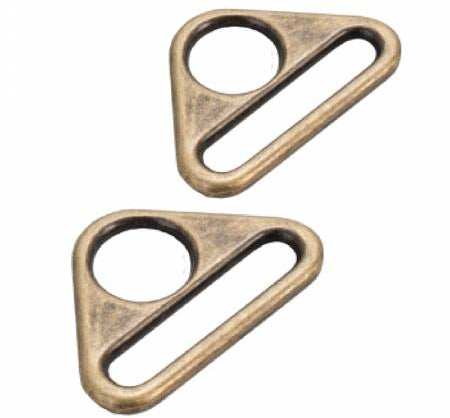 Triangle Ring Flat 1in Antique Brass Set of Two - Happy Little Quilt Shop