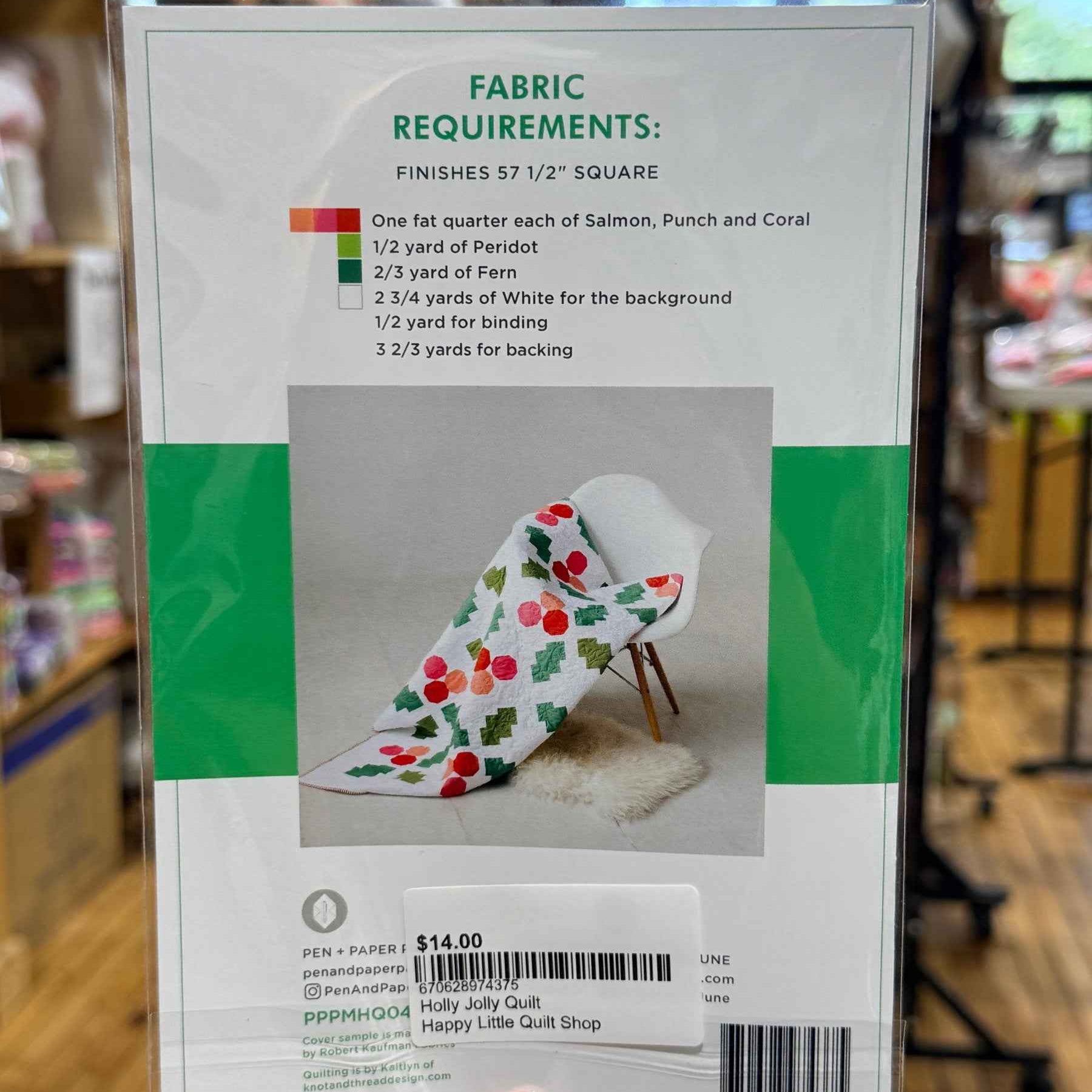 Holly Jolly Quilt Pattern Modern Holiday Then Cane June Pen and Paper Patterns